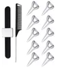 Hårborstar 12 datorer VÄLJ VERKTYG METAL PRESTING RING Sectioning Comb för flätning Vävning Curling Styling Extension2431652