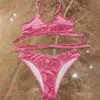 Luksuy velvet bikinis seksowna skrzyżowana bandaż marka mody strojów kąpielowych Summer Swimming Biquins Set List Jacquard Bathing Suit