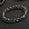 Bracciale rigido naturale Aaa grigio labradorite braccialetto pietra arcobaleno braccialetti di perline luminose gioielli fai da te fatti a mano per donna uomo regalo