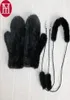 Zimowe kobiety prawdziwe norek futrzane rękawiczki piękne kobiety oryginalne rękawiczki norki futra dama ciepłe i miękkie dzianinowe rękawiczki norki Y2001105292898