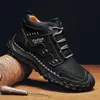 Stivali da uomo in pelle microfibra Sport all'aria aperta Scarpe da trekking alte antiscivolo per caviglia invernale in peluche opzionale di grandi dimensioni 231225