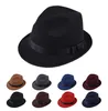 Mężczyźni Kobiety szeroko wełna poczuła jazz fedora czapki brytyjskie styl trilby impreza formalna panama czapka czarna żółta sukienka Hat3114151