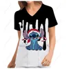 Women's T Shirts Stitch Christmas Uniform Top Santa Claus Printed Frosted Pet Beauty Dentist Work T-shirt