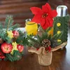 装飾的な花クリスマスレッドベリーパインニードルフラワーテーブル装飾クリスマスセンターピース装飾
