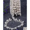 Beads 1Yard Pearl Tassel Tapes Glass Crystal Flower Clear Rhinestone Bridal Trim Fashion Chain Sier Belt Sash Bags Shoes8283568 Drop Dh0Jf