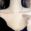 Chains Gemstone Necklace Women Double Heart Love Simple Fashion Thick Jewelry For Woman Necklaces Solid Initial