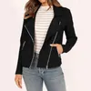 Women's Jackets Vintage Scrub Leather Long Sleeve Zippers Outdoor Jacket Casual Motorcycle Coats Outerwear