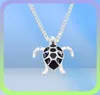 Mode Mini Noir Émail Tortue De Mer Pendentif Collier Lien Chaîne Animal Mariage Océan Plage Bijoux Belles Tortues Colliers265S7733639