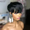 Pelucas delanteras de encaje corto Remy Remy Human Hair Wig for Women Pixie Cut Retrase 150 Glueless PRELUCKED41534133929568