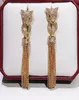 Fashion personality domineering street style tassels leopard Earrings party high quality women Silver needle 9259791427