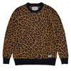 Men's Sweaters Autumn Winter WACKO MARIA Knitwear High Quality 1:1 Heavy Fabric Full Print Leopard Mens Womens Sweater Pullover With Tags