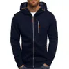 Men's Sweater Cardigan Hooded Jacket Zipper Pocket Jacquard Sports Fitness Outdoor Leisure Running Solid Color Sportswear 231222