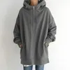 Sweat-shirt hivernal confortable pour femmes Veste zip-up à capuche à capuche élégante pour tunique de couleur solide d'automne / hiver