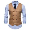 Jackets Hot Selling Men's Vest New Fashion Men's DoubleBreasted Formal Casual Vest Coats Solid Color Men Clothing Slim Waistcoat 2XL