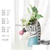 Vases Resin Cartoon Animal Head Vase Flower Pot Bubble Gum Zebra Giraffe Panda Deer Bunny Bear Creative Crafts Decoration 210409 Dro Dhczt