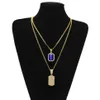 Egyptische Ankh Key of Life Bling Rhinestone Cross Pendant met rode Ruby Pendant Necklace Set Men Hip Hop Jewelry172K