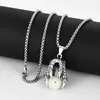 Pendant Necklaces Stainless Steel Dragon Claw Bead Vintage Necklace Night Glow Gemstone For Men.