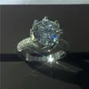 Choucong Round Cut 11 mm Diamonique 8ct Diamond 925 Srebrny Srebrny Pierścień Wedding Pierścień dla kobiet SZ 5-10302Y