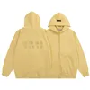 ESS Letter Slogan American Tide Heavy Cotton Loose Casual Street Hooded Sweater Full Zip Sweatshirt Warm Jacket