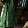 Trench-Coats pour femmes JEOSTES FEMMES VINTAGE LIGNE CHAUDAT HIVER PARKAS V-COLLE LONGE LOBE LOBE plus Coton 2023 vert