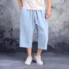 Herenbroek mannen baggy wide been hangend kruis hiphop kalf lengte mid op rijen zakken broek tech