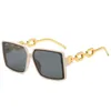 Солнцезащитные очки квадрат большие рамки улицы Po мода ретро -цепная цепная зеркала дизайн ноги солнечный солнцезащитный