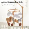 Baby Animals Kingdom Mobile Hanging Rattles Toys Woode 0-12 månaders sängklocka Hängare Crib Mobil Bell Well Holder Arm BRACKET 231225