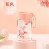 Novel Lovely Cat Paw Water Bottle Creative Cute Transparent Plastic Milk Drinking Cup BPA Gratis bärbara koppar med handtag 201221