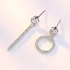 Stud -oorbellen Real D kleur moissaniet asymmetrische cirkel stok oorbel voor vrouwen 925 sterling zilveren moussl lab diamant bruiloft sieraden