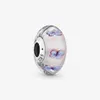 Nowy przylot 925 Sterling Srebrny Butterfly Pink Murano Glass Charm Fit Fit Oryginalny Europejski Urok Bransoletka Modna Akcesoria 239b