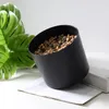 Simulated plant flower pot surface with foam small stone round black plastic flower pot plug and play