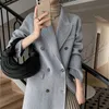 Koreanische Mode lang 100%Wollmantel Frauen doppelt gebastelt direkter Kamel Winterjacke 231225