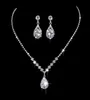 Earrings Necklace Fashion Teardrop Crystal Wedding Jewelry Set For Women Stud Earring Banquet9757779