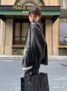 Femmes Vintage Pu veste mode Streetwear surdimensionné pardessus style américain décontracté dame lâche faux cuir vêtements 231225