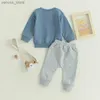 Zestawy odzieży 2023-07-03 Lioraitiin 0-3years Baby Boys 2PCS Fall Clothtes Ustaw bluzę z krawędzi załogi z długim rękawem z elastycznymi dresami z talii