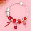 Charm Bracelets Christmas Train & Apple Candy Bead With Pendant Fit DIY Fashion Brand Bracelet For Women Kids Xmas Jewelry Gift