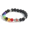 Strand oaite 8mm 7chakra bracciale maschio vulcanico lava fatima perline perline di meditazione di guarigione in pietra di pietra in pietra in pietra