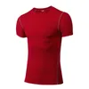 Herr t-skjortor tätt montering träning fitness kostym som kör kortärmad sportkläder elastisk snabb torktröja t-shirt