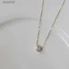 Beaded Halsband Ventfille 925 Sterling Silver French Simple Crystal Pendant CLAVICLE CHAVE CHEALBACE Women Light Luxury Party 14K Gold Jewelry231225