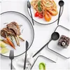 Dinnerware Sets 30Pcs Champagne Cutlery Set Stainless Steel Flatware Knife Cake Fork Coffee Spoon Drop Delivery Home Garden Kitchen Di Otas6