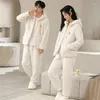 Herren Nachtwäsche 2024 Kapuzenpaar Pyjamas setzt Männer Frauen Winter Pyjama Cartoon Korean Homewear Weich warmes Pijama Hoodies