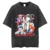 Men Washed Tshirt Anime Chainsaw Man T Shirt Women Streetwear Cotton T-shirt Power Loose Short Sleeve Shirts Pochita Denji Tees