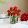 Decorative Flowers Korean Wedding 12pcs Small Roses Bride Bouquet For Home Decoration Fake Flower Artificial Accessories