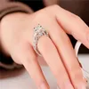 Anello di diamanti da laboratorio di taglio principessa vintage 925 anelli di fedi nuziali in fidanzamento in argento sterling per donne gioielli da festa nuziale 298d
