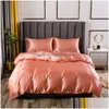 Bedding Sets Luxury Set King Size Black Satin Silk Comforter Bed Home Textile Queen Duvet Er Cy2005191970009 Drop Delivery Garden Te Dh1Mi