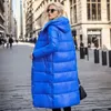 Damengrabenmäntel 2024 Winter Long Coat Frauen Down Jacke weibliche Baumwolle gepolsterte Kapuze -Overtock Parka Mujer Dicke Dame warme Jacken oben