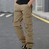 Pantaloni da uomo rilassati merci a metà vita fit zip solido con sipper per pantaloni multi-tasca per bambini piccoli