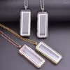 Pendant Necklaces 1Pc Vertical Rectangle Glass Memory Locket Women Diy Men Floating Picture Living Medaillon Collares Jewelry