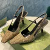 Sling backs hoge hakken Dames sandaal lederen formele schoenen designer sandalen mode sexy hoge hak vierkante teen enkelbandje feestschoenen Maat 35-41