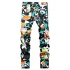 Дизайнерский уличный принт, модные и персонализированные брюки с цветочным принтом, альтернативные тренды, эластичные маленькие мужские джинсы